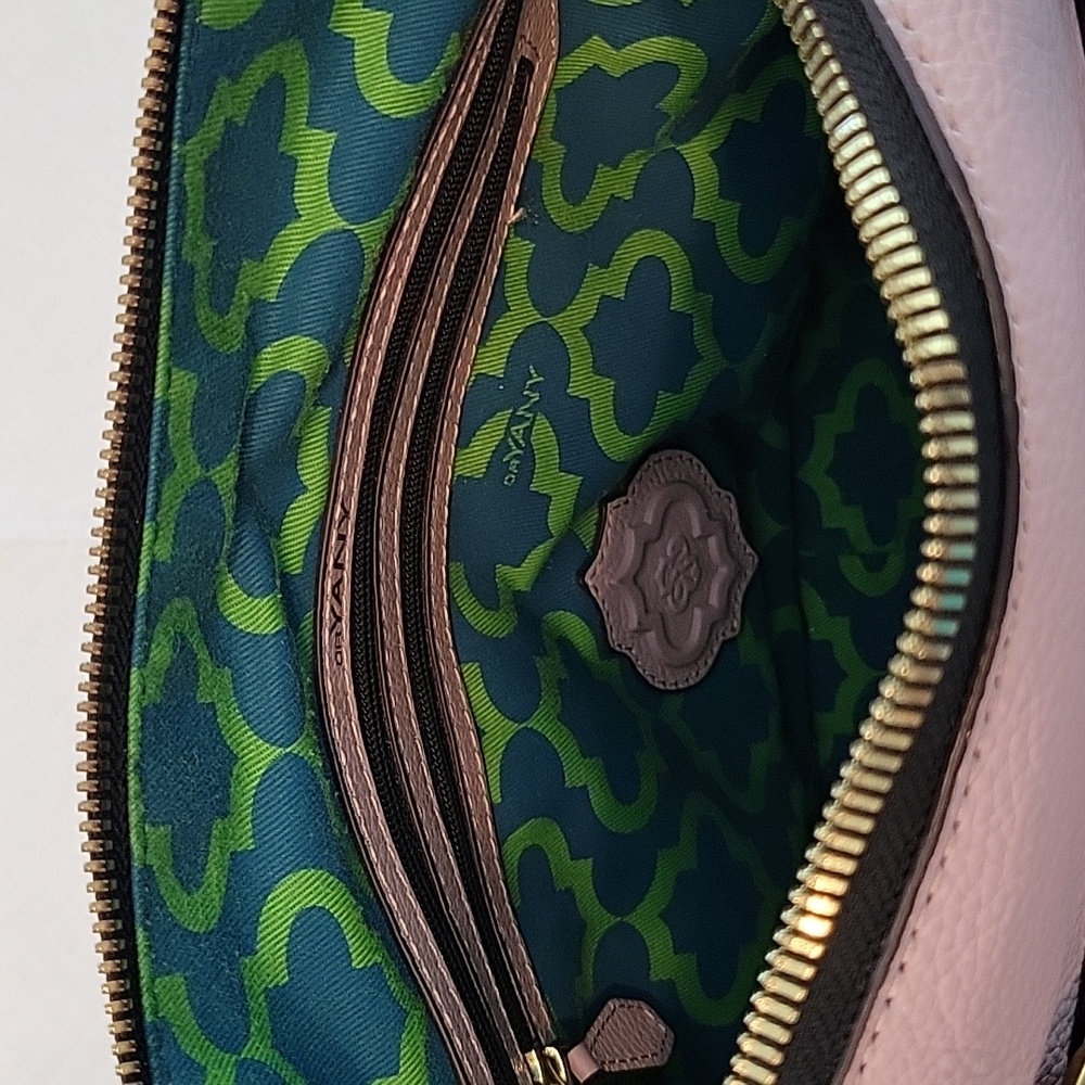 OrYANY Sarah Soft Pink Pebbled Leather Satchel Braided Detail-Brass Hardware EUC - Picture 3 of 7